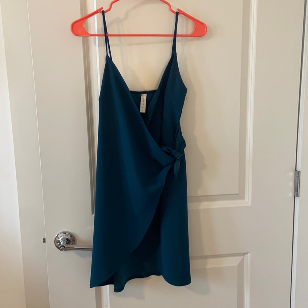 Dark Green Side Tie Mini Dress